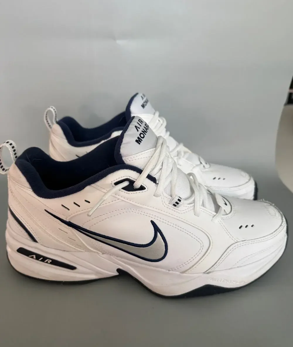 Nike Air Monarch IV Training Walking Shoes Sneakers White Navy Mens 13 (B)